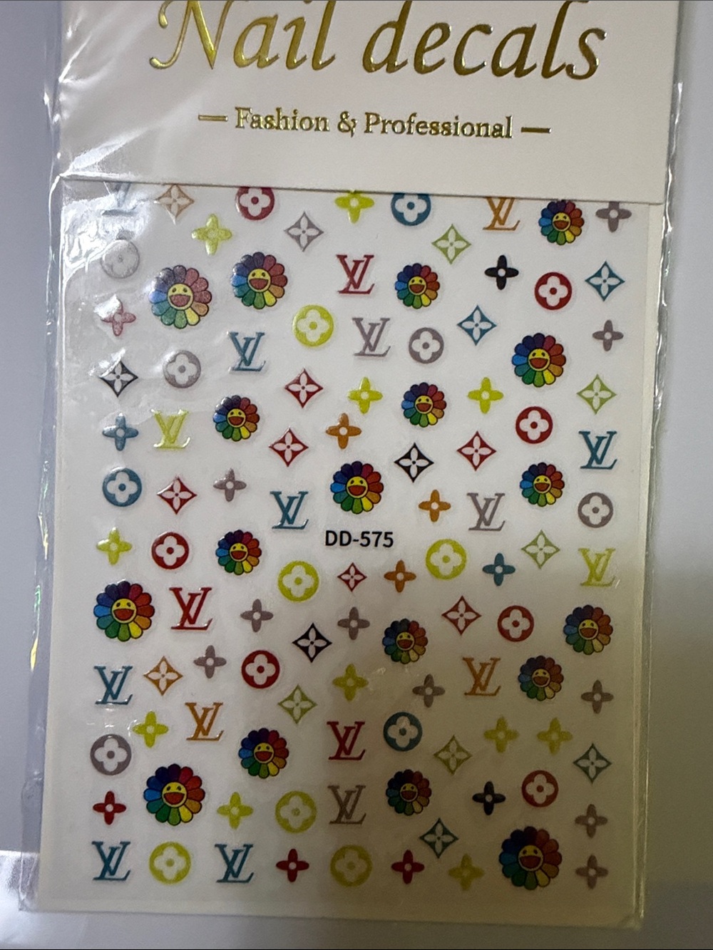 Multicolor Designer Logo Nail Decals - Floral & Monogram Mix